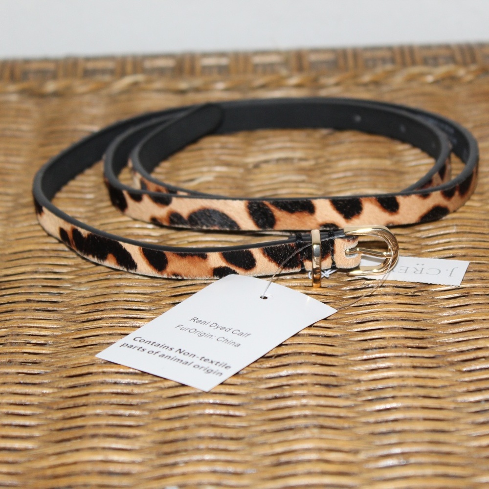 J. Crew.  Leopard Print Genuine Italian Leather Belt.